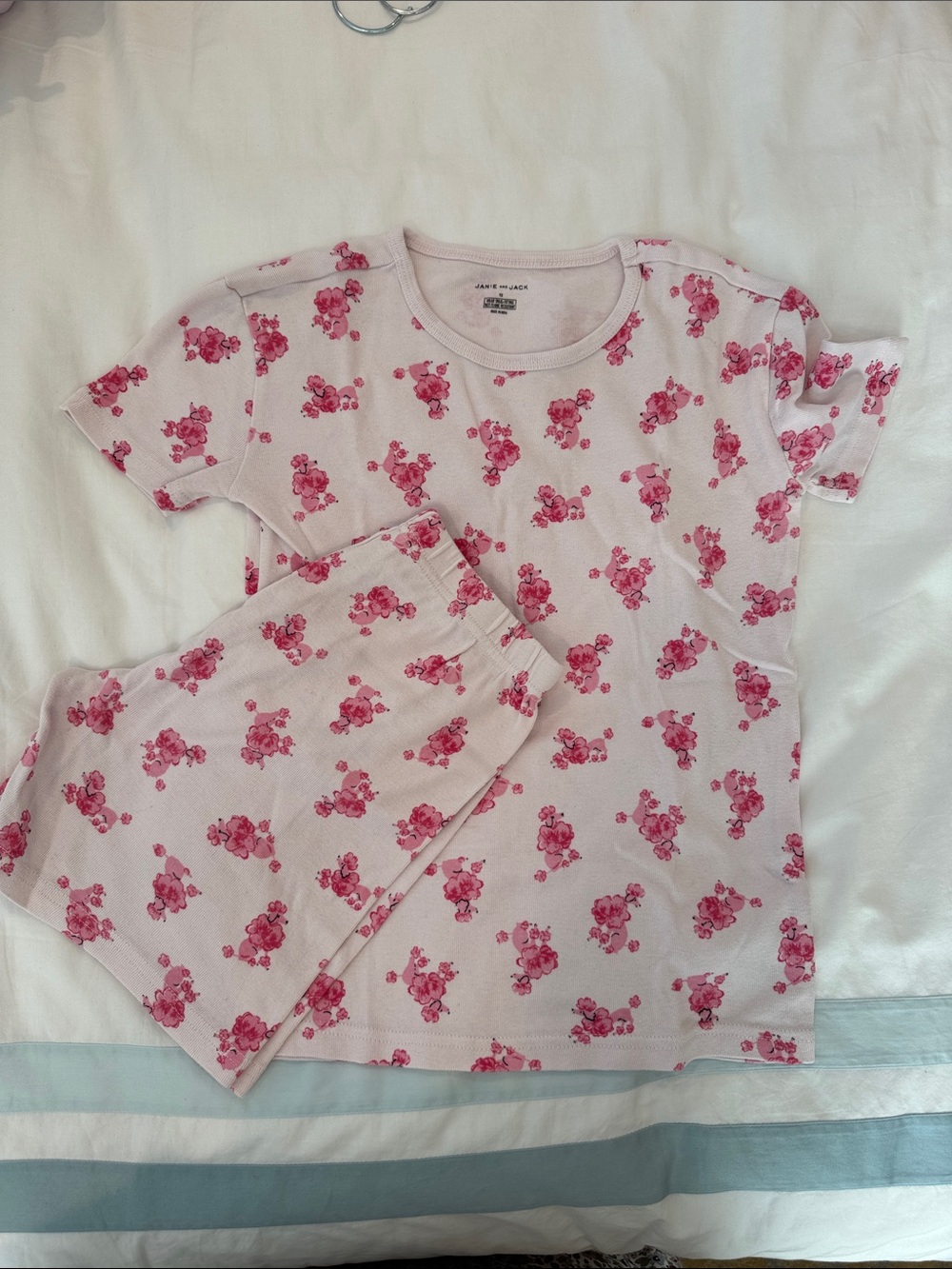 Janie and Jack Pink Poodle Pattern Short Sleeve Pajama Set